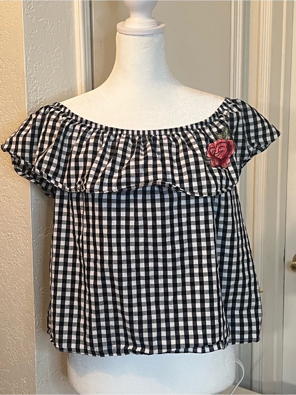 Ambiance Black and White Gingham Blouse